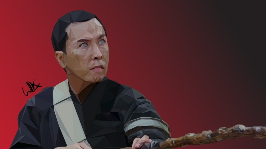 Low poly portrait of Donnie Yen playing Chirrut Imwe in Rogue One: A Star Wars Story, December 2016