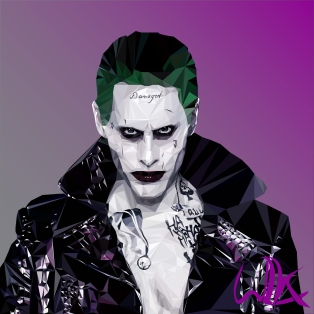 Low poly portrait of Jared Leto as The Joker in Suicide Squad, September 2016